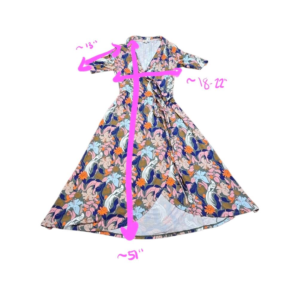 Boden Bold Botanical Tropical Bird Maxi Wrap Dress Size 8R - Picture 3 of 5